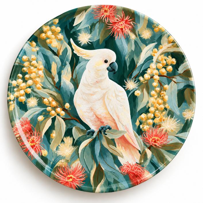 White Cockatoo in Eucalyptus Garden Wall Plate