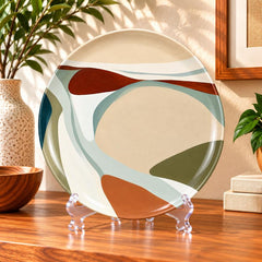 Sculpted Earth Abstract Wall Plate on a tabletop stand