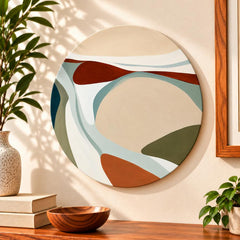 Sculpted Earth Abstract Wall Plate displayed on a wall