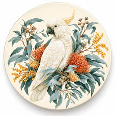 White Cockatoo and Native Blooms Wall Plate