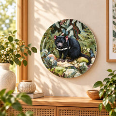 Tasmanian Devil Forest Wall Plate displayed on a wall