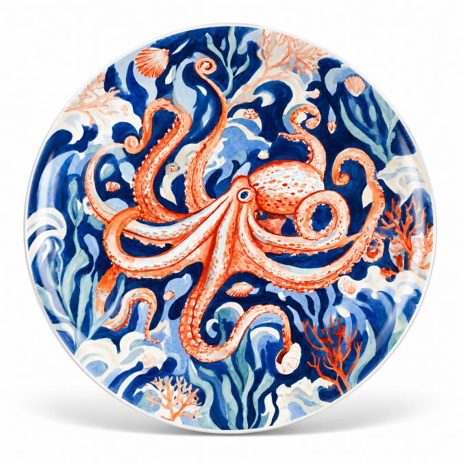 Coral Octopus Underwater Decorative Wall Plate