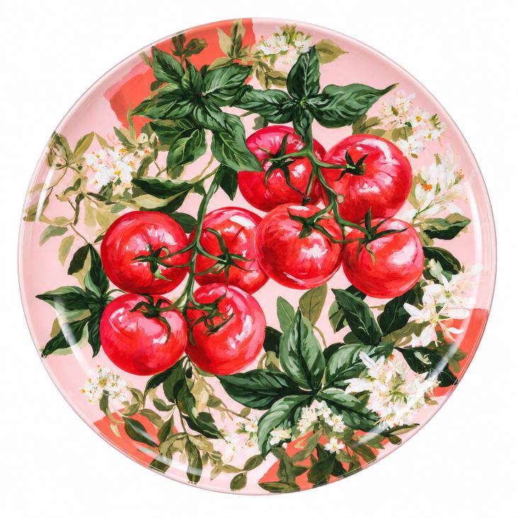 Pink Tomato Blossom Botanical Wall Plate