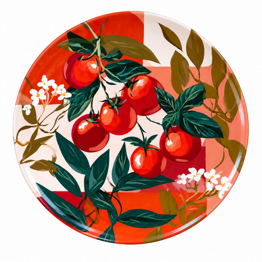 Red Tomato Garden Rustic Botanical Wall Plate