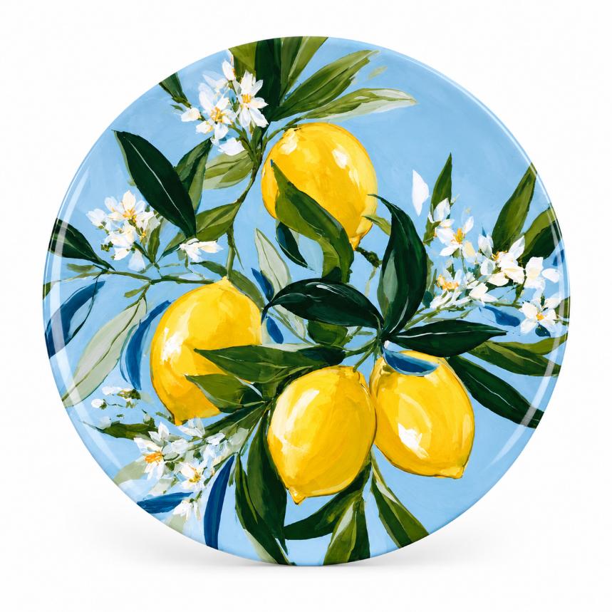 Lemon Blossom Blue Garden Wall Plate