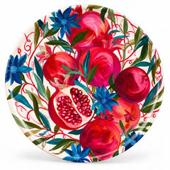 Ruby Pomegranate Floral Garden Wall Plate