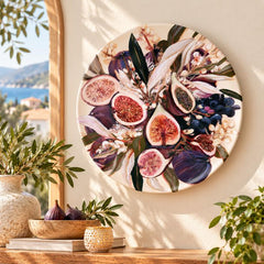 Fig & Grape Orchard Botanical Wall Plate displayed on a wall