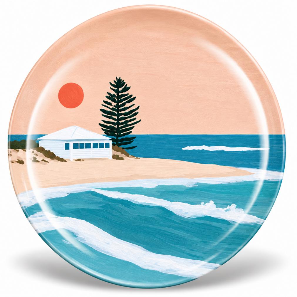 Seaside Cottage Turquoise Wave Wall Plate
