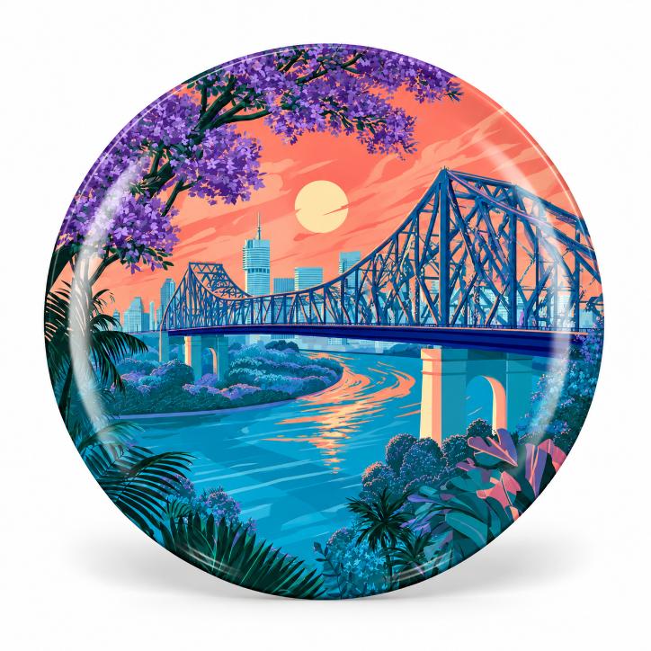Brisbane Story Bridge Jacaranda Sunset Wall Plate