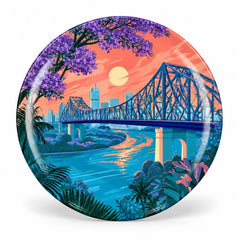 Brisbane Story Bridge Jacaranda Sunset Wall Plate