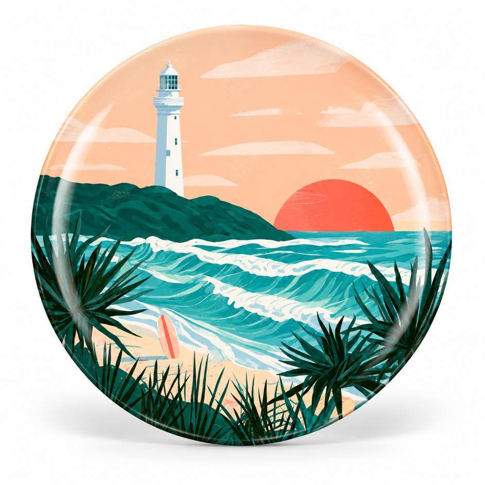Lighthouse Turquoise Surf Sunset Wall Plate