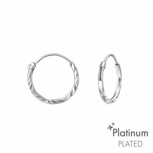 Silver Diamond Cut Hoop Earrings