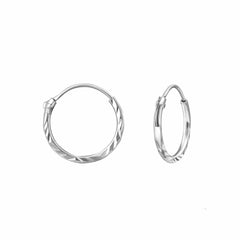 Silver Diamond Cut Hoop Earrings