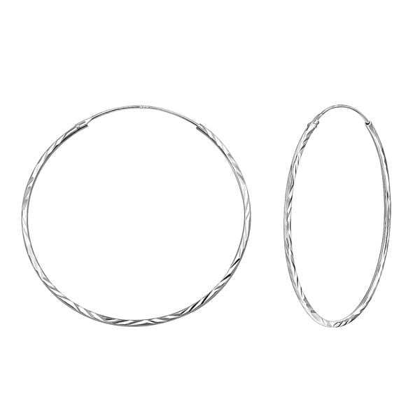 Silver Twisted Circle Earrings 40mm