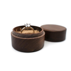 Walnut Round  Wood Ring Box