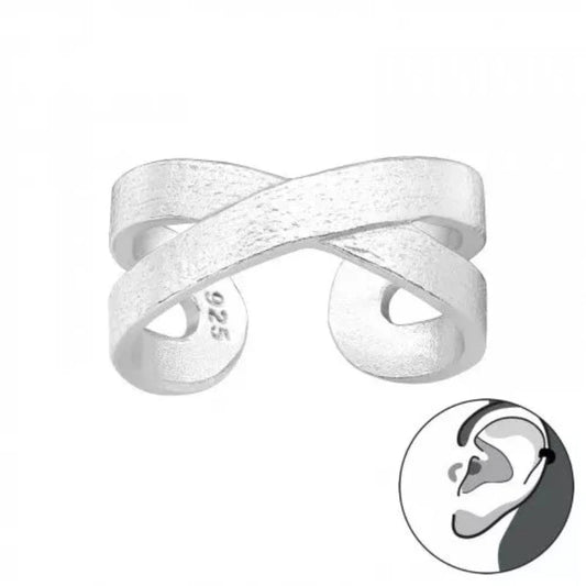 Silver Cross Ear Cuff Earrings