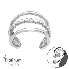 Silver Triple Line Plain Ear Cuff