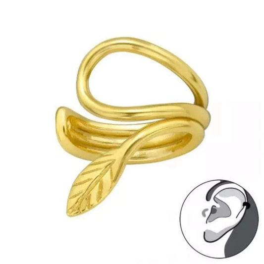 Silver Gold Leaf Ear Cuff Earrings