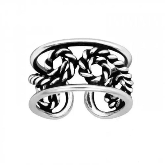Silver Rope Ear Cuff
