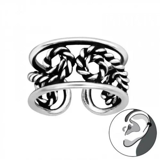 Silver Rope Ear Cuff