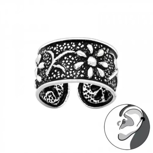 Silver Flower Ear Cuff