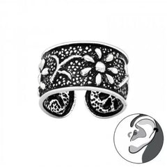 Silver Flower Ear Cuff
