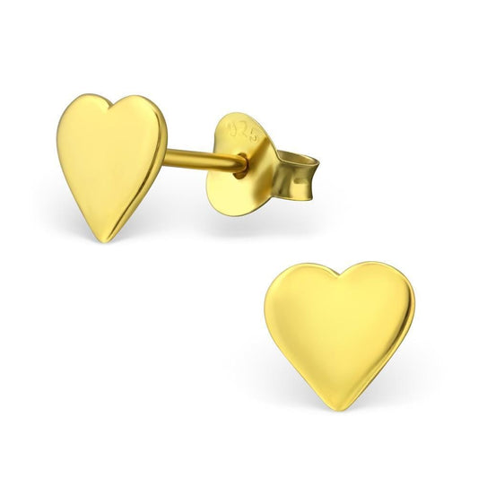 Sterling Silver 14 K Gold Plated Heart Ear Studs