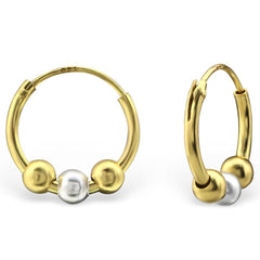 Sterling Silver 14K gold Plated Bali Hoops