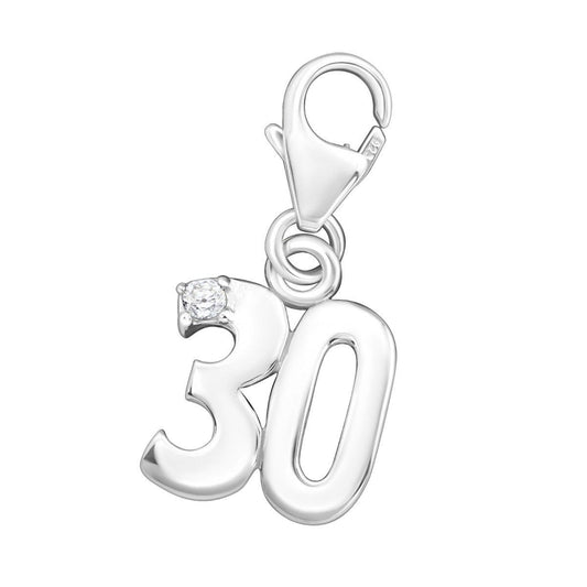 Sterling Silver Sweet 30 Clip on Charm