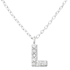 Silver L Necklace With Cubic Zirconia