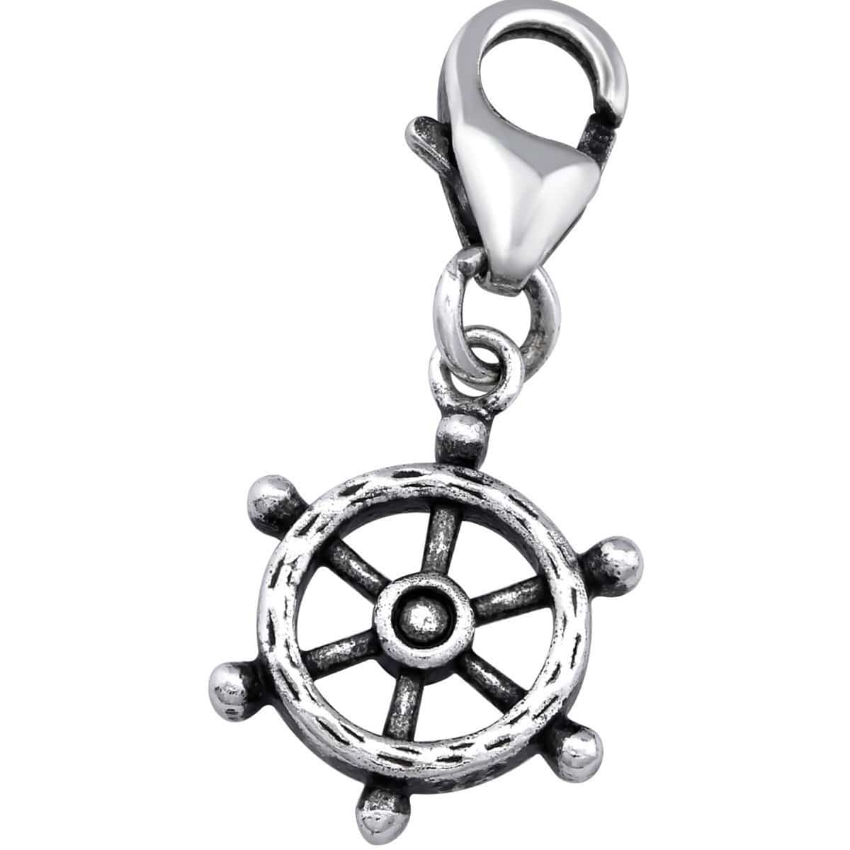 Sterling Silver Ship's Wheel Clip On Charm
