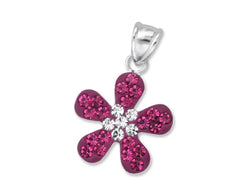 Pink and White Flower Pendant with Gemstones