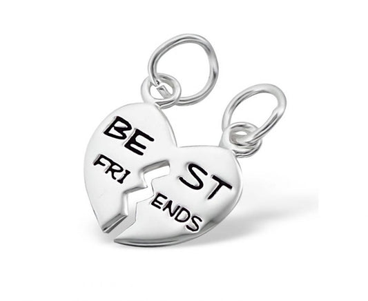 Silver Best Friend Heart Pendant Charm