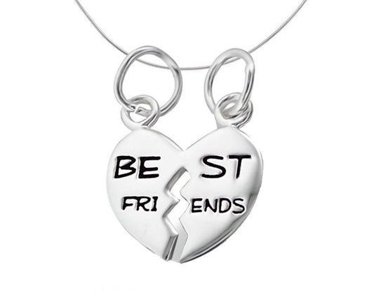 Silver Best Friend Heart Pendant Charm