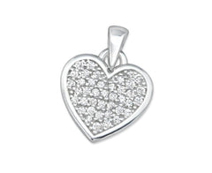 Silver Heart Pendant with Cubic Zirconias