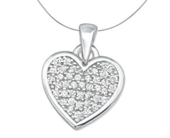 Silver Heart Pendant with Cubic Zirconias