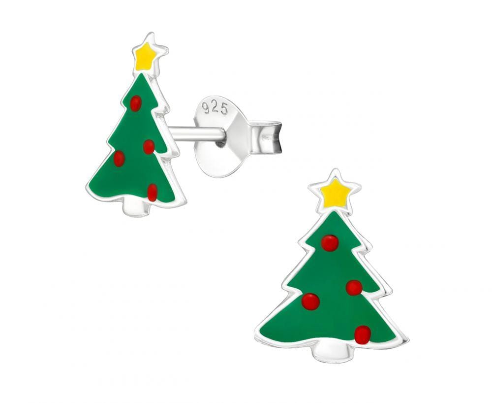 Sterling Silver Kids Christmas Tree Earring Studs