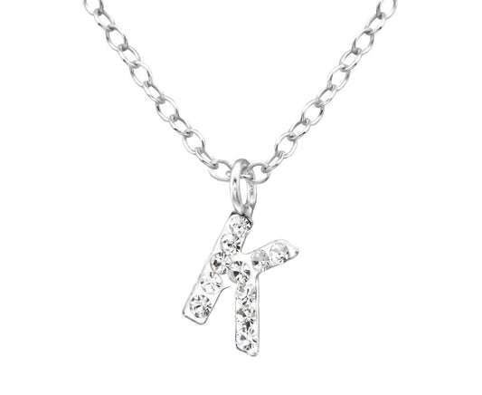 Children's Silver Crystal K Necklace
