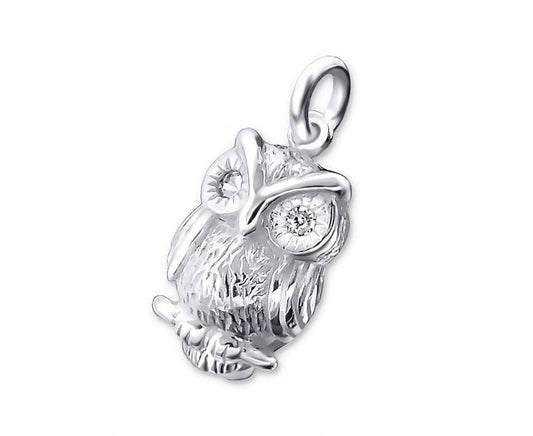 Silver Owl Pendant with Diamantes