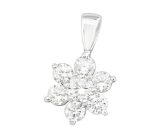 Silver Flower Pendant with Cubic Zirconias