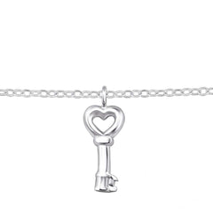 Sterling Silver Key Anklet