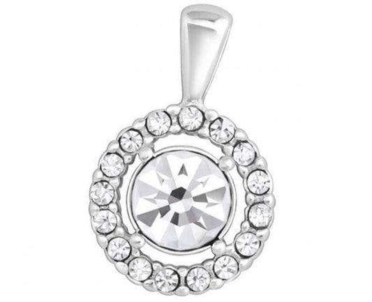 Round Crystal and Silver Pendant