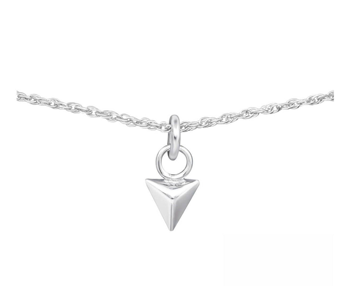 Sterling Silver Triangle Choker Pendant Necklace