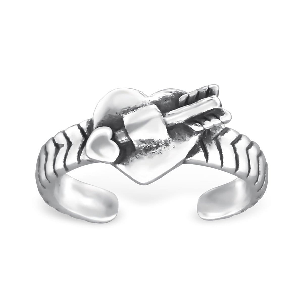 Silver Heart and Arrow Ear Cuff