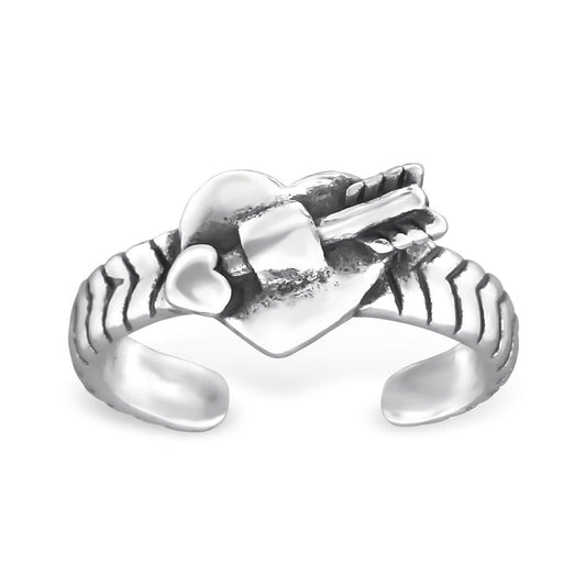 Silver Heart and Arrow Ear Cuff