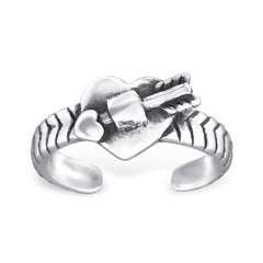 Silver Heart and Arrow Ear Cuff