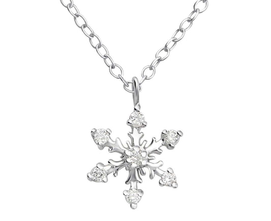 Silver Jewellery Snowflake  Pendant Necklace