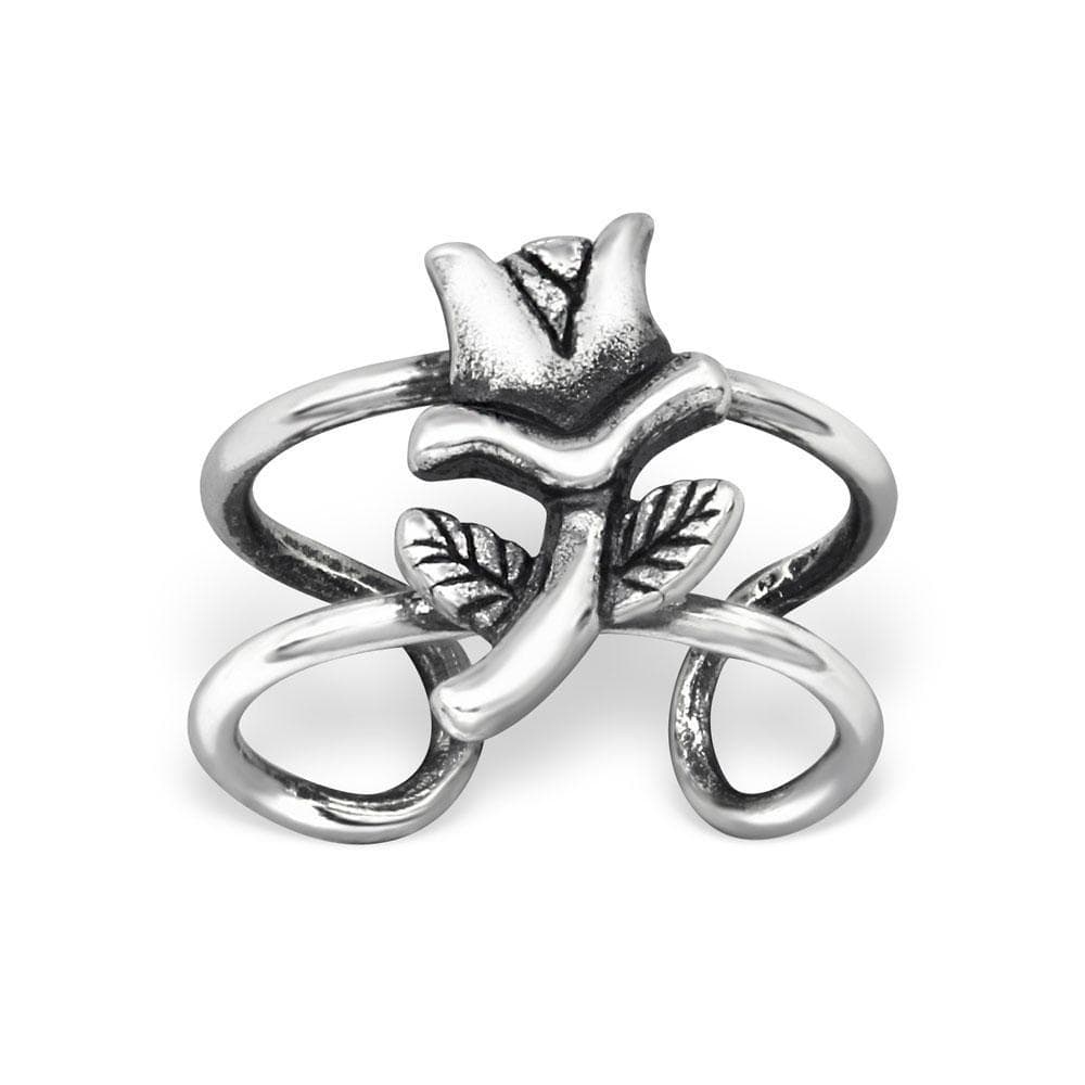 Sterling Silver Rose Ear Cuff