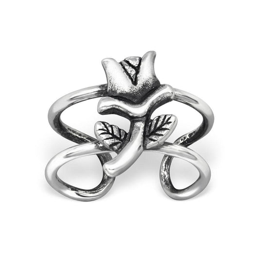 Sterling Silver Rose Ear Cuff