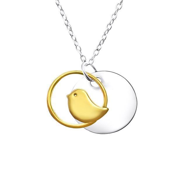 Sterling silver 14 K Gold Plated Bird Necklace